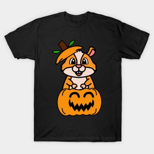 Funny Hamster is in a pumpkin T-Shirt